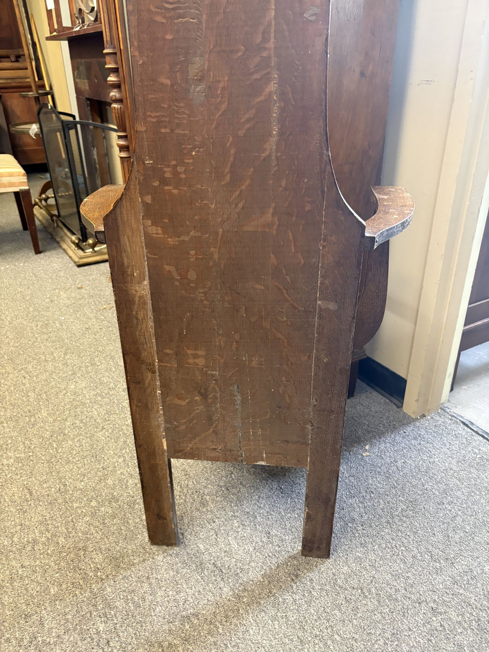 C.1910 Antique Oak Hall Tree With Bench - Storage 16"X25"X75" - NOT AVAILABLE FOR SHIPPING, PICK - 8