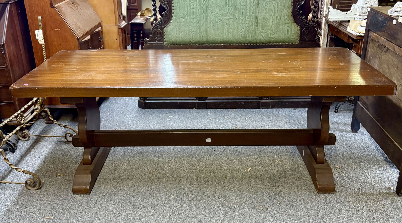 Early 20th Century French Dining Table With Trestle Legs 35"X83"X30" - NOT AVAILABLE FOR SHIPPING, (1 of 8)
