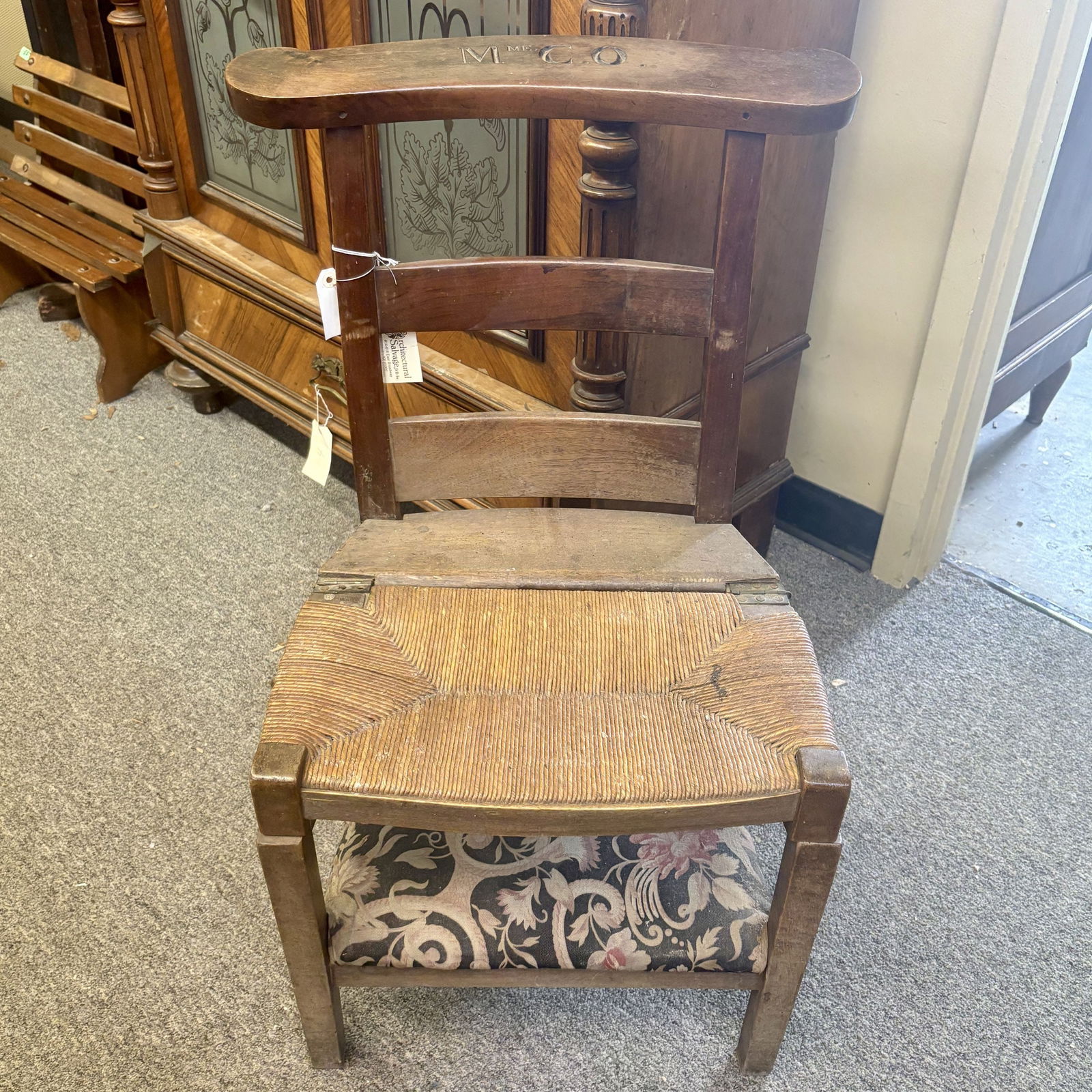 Antique 19th-Century French Prie-Dieu or Prayer Chair, designed for kneeling during devotions -: Antique 19th-Century French Prie-Dieu or Prayer Chair, designed for kneeling during devotions - 18"x20"x15" - NOT AVAILABLE FOR SHIPPING, PICK UP OR TRANSPORT ONLY