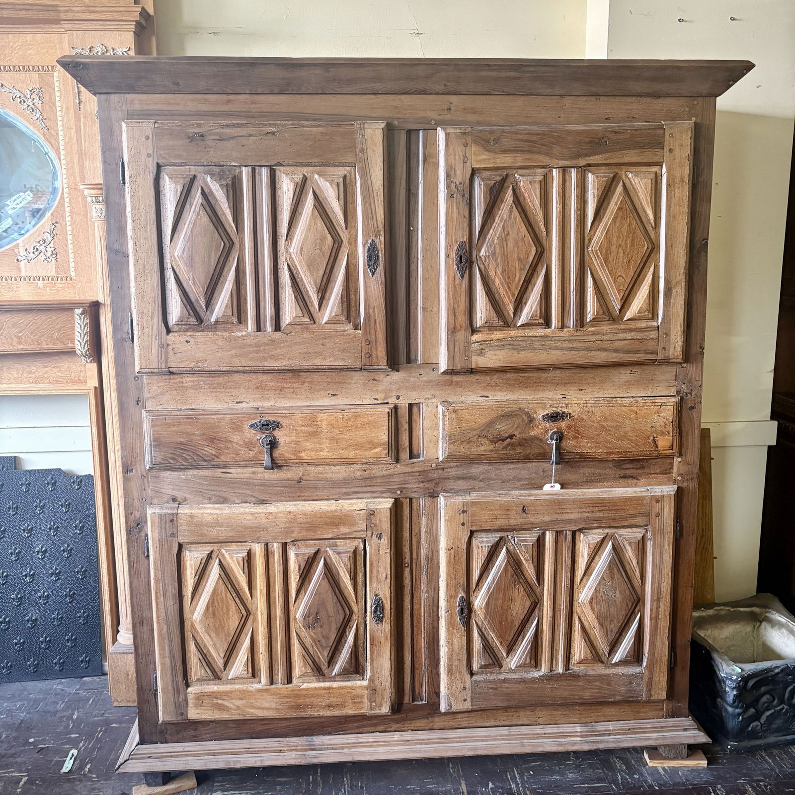 Antique 17th-Century French Provincial Walnut Cupboard, Styled in the Louis XIII Period Cast Iron (1 of 10)