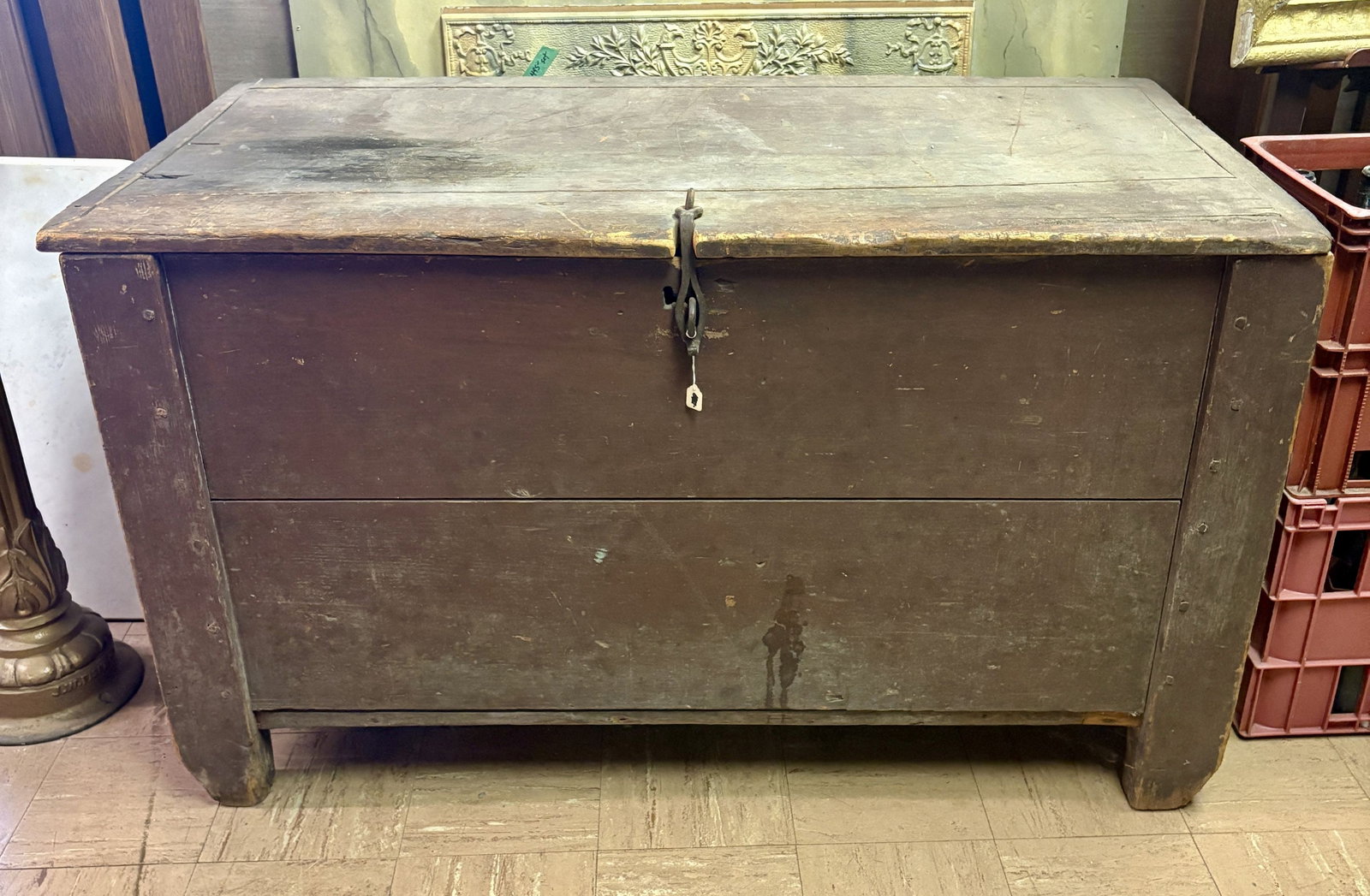 Antique Primitive Storage Coffer Box - 26"x49"x28" (1 of 5)