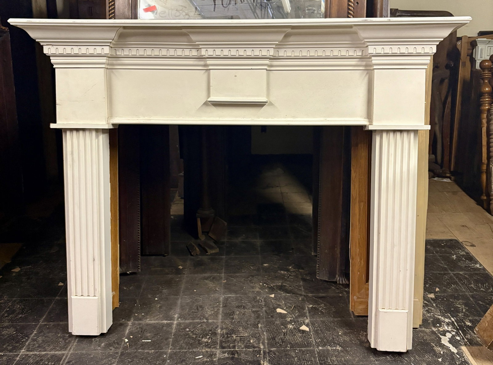 Neoclassical-style Fireplace Surround with Fluted Column - 77"x11"x59" - NOT AVAILABLE FOR (1 of 7)
