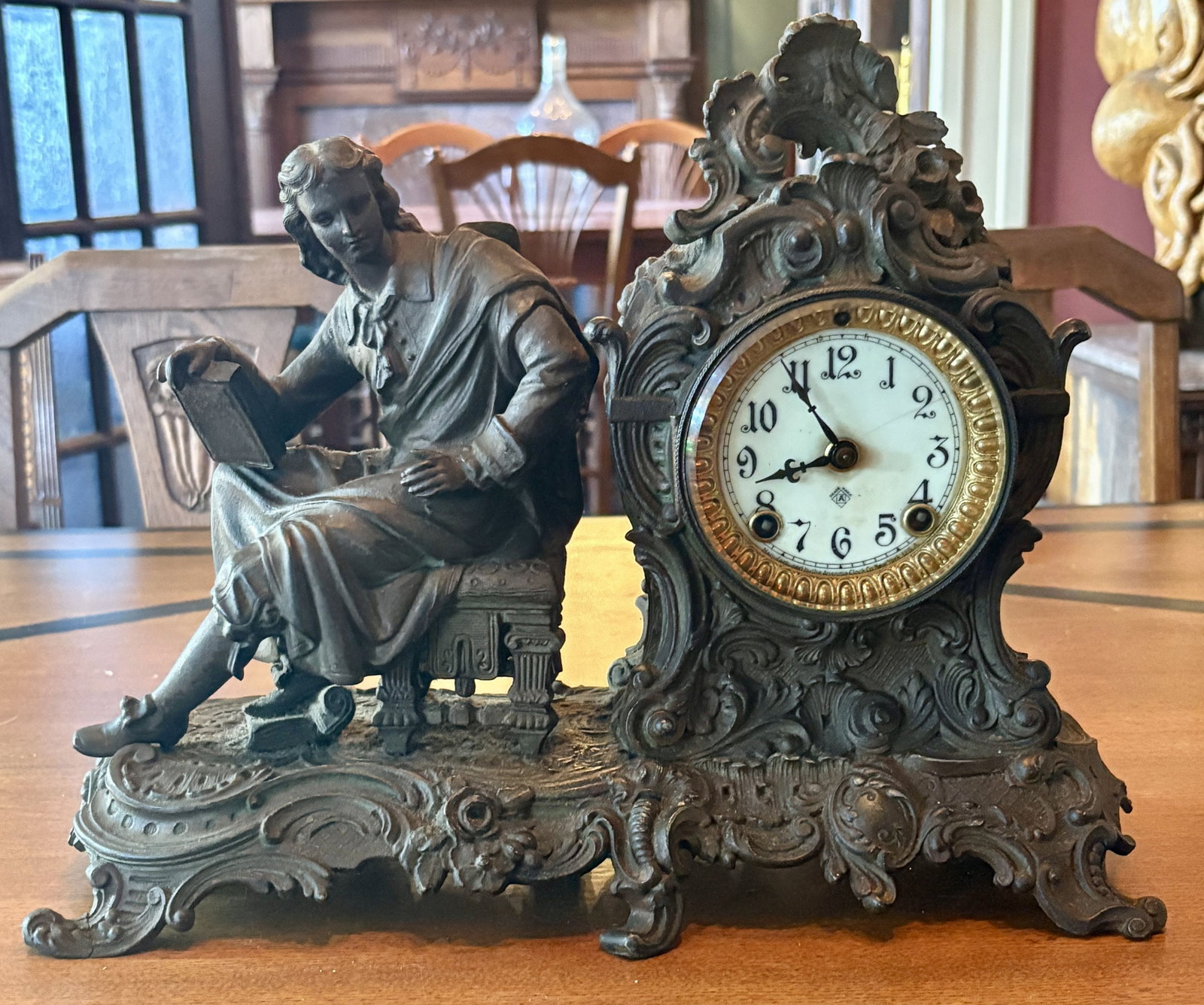 Antique Cast Iron Ansonia Clock Co. "Racine", 1901 Mantel Clock - 14"x6"x11" (1 of 6)