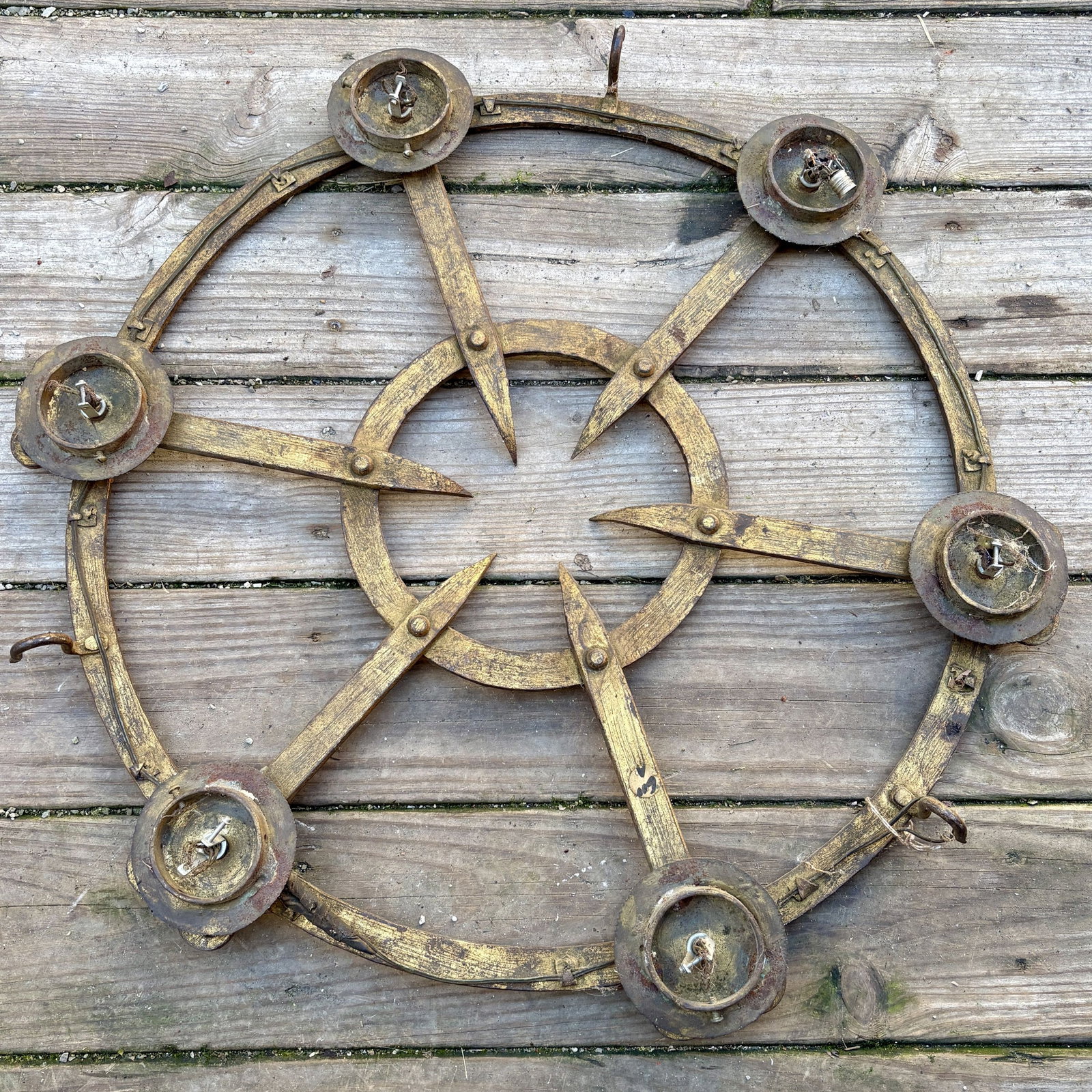 Wrought Iron Hand Forged 6-Light Fixture 27": Wrought Iron Hand Forged 6-Light Fixture 27"