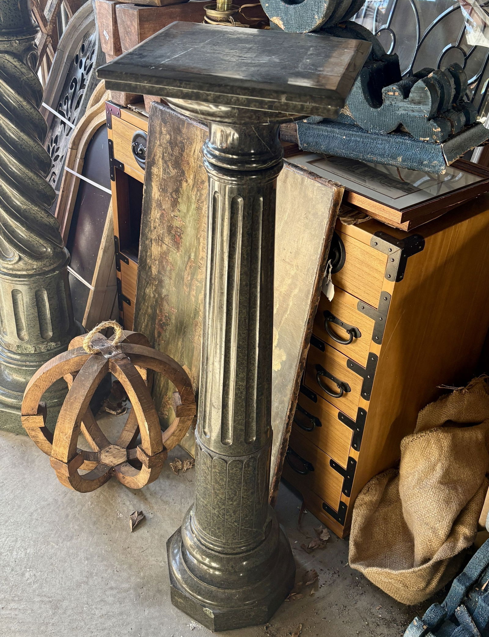 Marble Column Pedestal - Plant Stand 11.5"X11.5"X43": Marble Column Pedestal - Plant Stand 11.5"X11.5"X43"