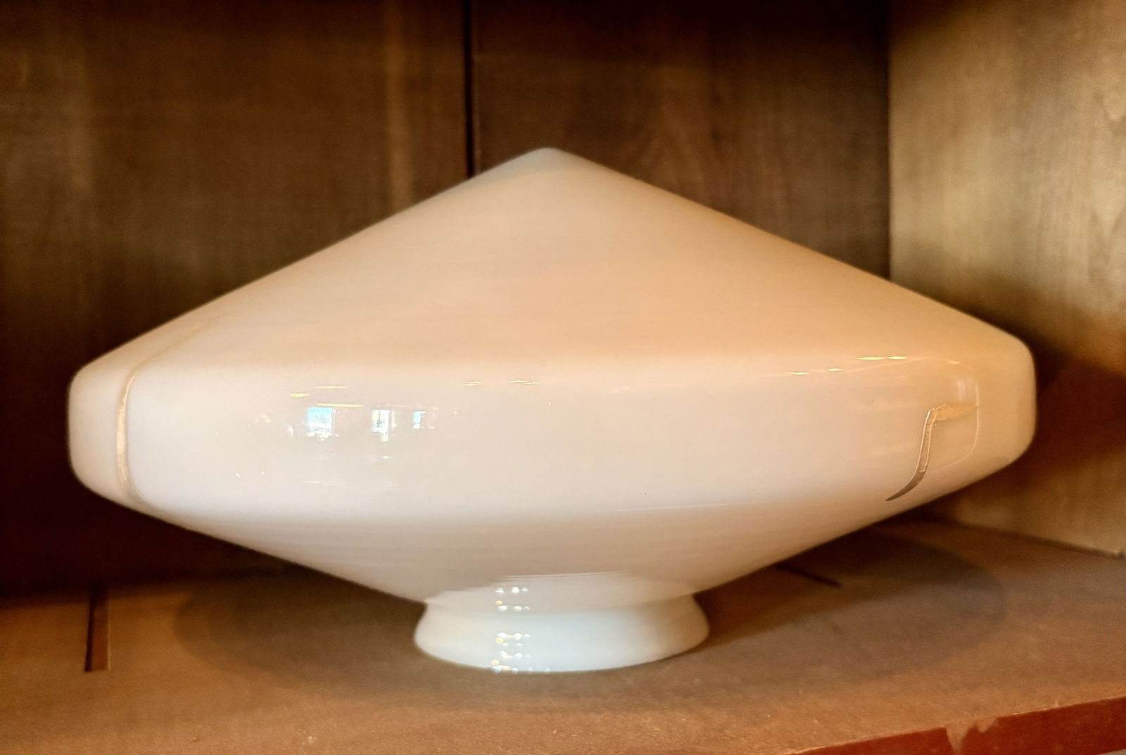 Art-Deco Milk Glass Ceiling Light Shade 11"X6" (1 of 4)