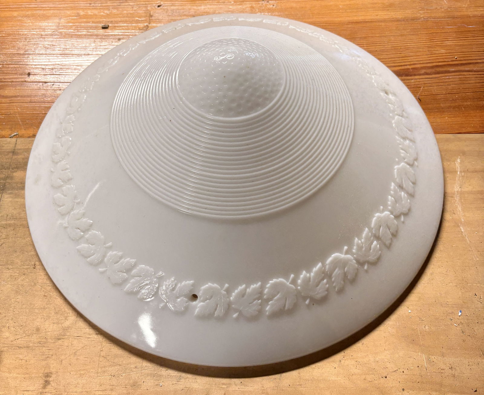 Art-Deco Milk Glass Pendant Light Shade 16"X16"X6" (1 of 3)