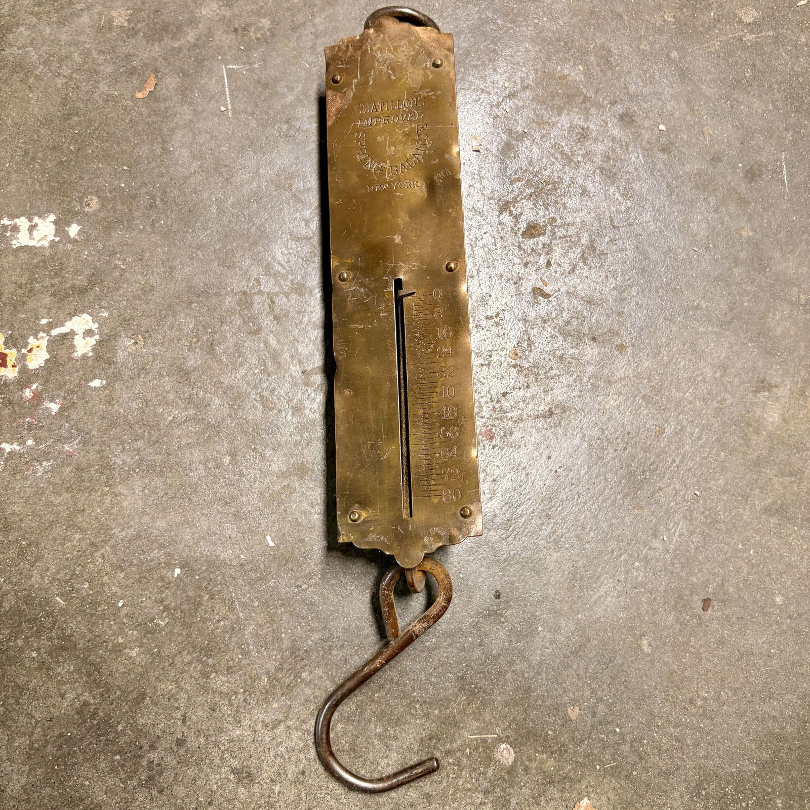 Brass Chatillon's Improved Spring Balance Hanging Scale 2.5"X16" (1 of 4)