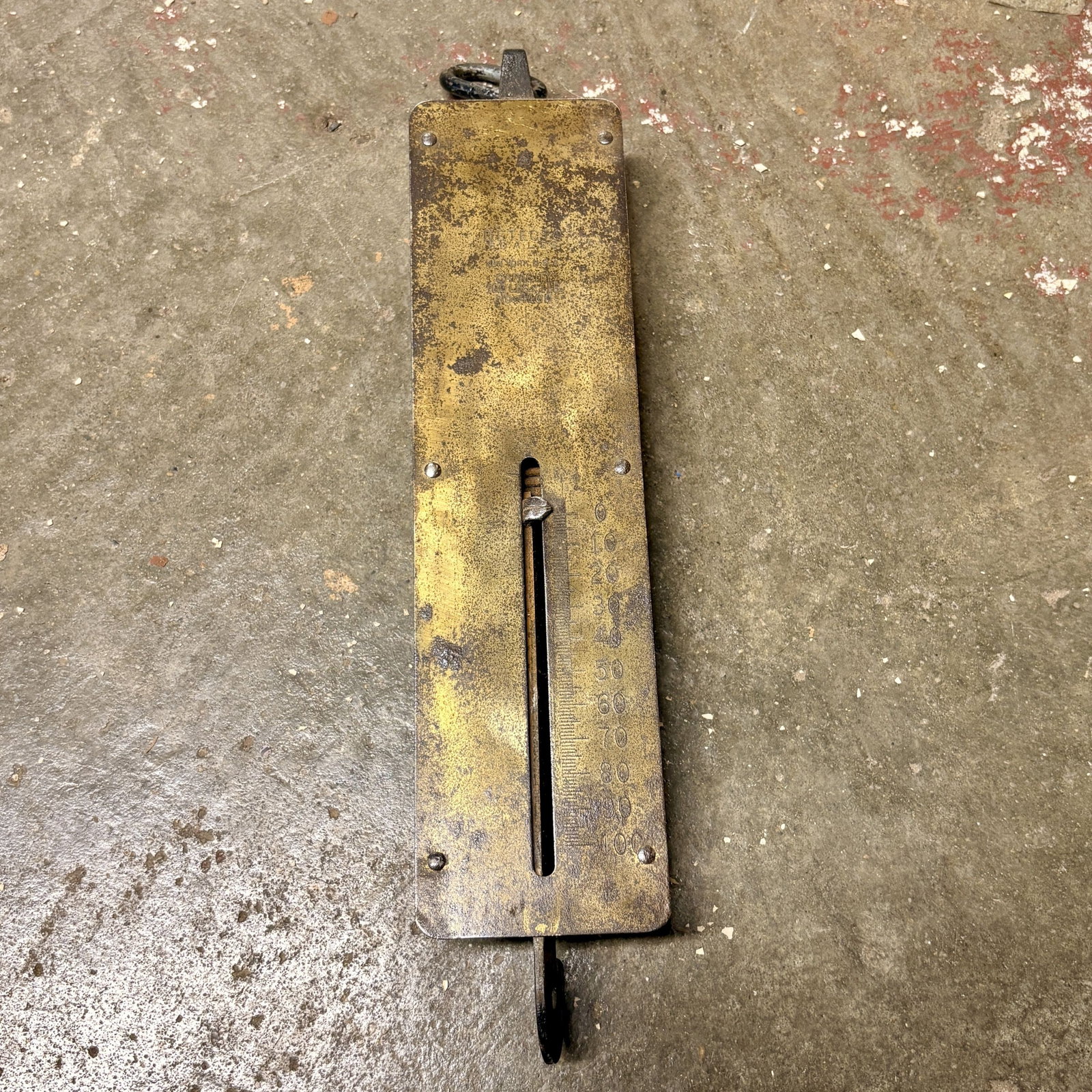 Hanging Brass Spring Balance Scale 3"X14": Hanging Brass Spring Balance Scale 3"X14"