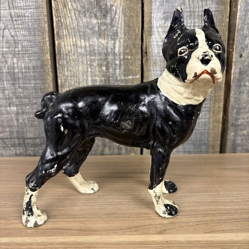 Antique Hubley Style Cast Iron Boston Terrier Doorstop; Early 20th Century 5"X10"X10": Antique Hubley Style Cast Iron Boston Terrier Doorstop; Early 20th Century 5"X10"X10"