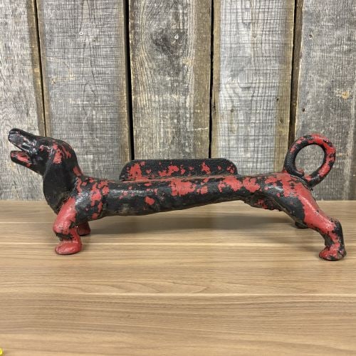 Large Heavy C. 1930's Cast Iron Dachshund Dog Boot Scraper - Door Stop 22"X8": Large Heavy C. 1930's Cast Iron Dachshund Dog Boot Scraper - Door Stop 22"X8"