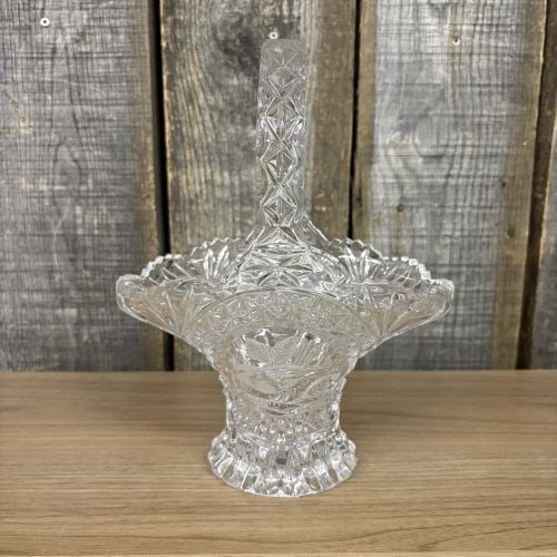 Vintage Hofbauer Byrdes Crystal Basket 6"X11": Vintage Hofbauer Byrdes Crystal Basket 6"X11"