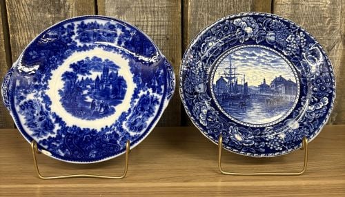 Antique Flow Blue And Staffordshire England Plates (With Chip As Pictured) 10": Antique Flow Blue And Staffordshire England Plates (With Chip As Pictured) 10"
