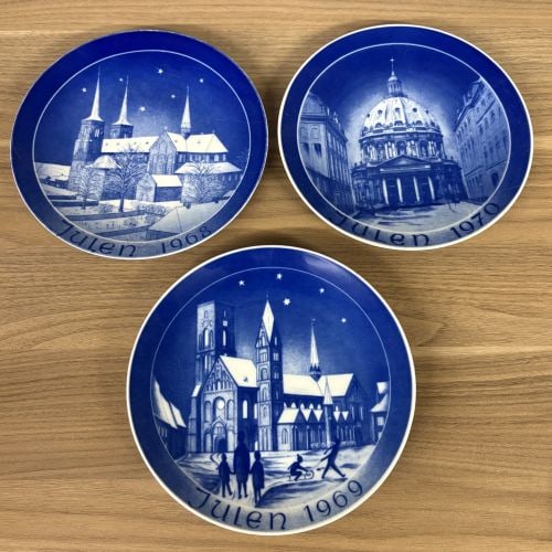 Lot Of 3 Blue German - Danish Christmas Collector Plates 7.5": Lot Of 3 Blue German - Danish Christmas Collector Plates 7.5"