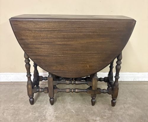 C. 1850-1875 Cherry Turned Leg Drop Leaf Table With Single Drawer 13"X36"X31": C. 1850-1875 Cherry Turned Leg Drop Leaf Table With Single Drawer 13"X36"X31" - NOT AVAILABLE FOR SHIPPING, PICK UP OR TRANSPORT ONLY