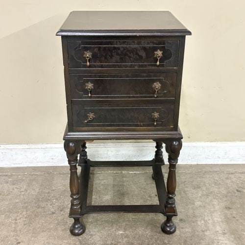 Antique Mahogany 3-Drawer Chest - Side Table 14"X14"X27.5": Antique Mahogany 3-Drawer Chest - Side Table 14"X14"X27.5" - NOT AVAILABLE FOR SHIPPING, PICK UP OR TRANSPORT ONLY