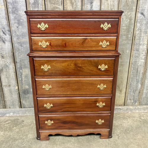 Chippendale Style Chest On Chest Style Dresser With Brass Hardware 18"X33"X52": Chippendale Style Chest On Chest Style Dresser With Brass Hardware 18"X33"X52" - NOT AVAILABLE FOR SHIPPING, PICK UP OR TRANSPORT ONLY
