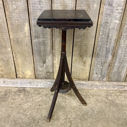 Antique Marble Top Wooden Tripod Pedestal Table Plant Stand 12"X12"X33": Antique Marble Top Wooden Tripod Pedestal Table Plant Stand 12"X12"X33"