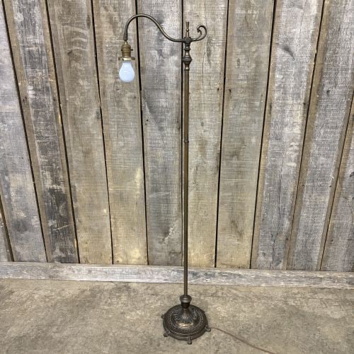Antique Art Nouveau Style Floor Lamp featuring a Cast Iron Base and a Bridge-style Arm - 14"x57": Antique Art Nouveau Style Floor Lamp featuring a Cast Iron Base and a Bridge-style Arm - 14"x57"