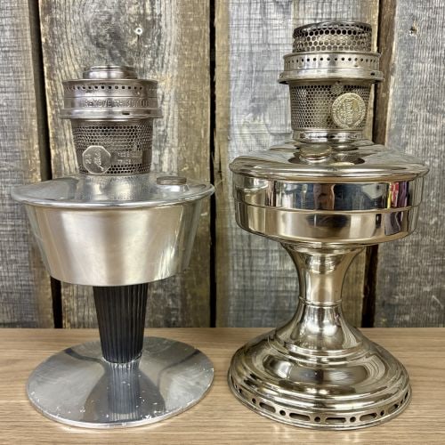 Two Vintage Aladdin Aluminum Mantel Lamps Models 12 and 23 - 6"x12": Two Vintage Aladdin Aluminum Mantel Lamps Models 12 and 23 - 6"x12"