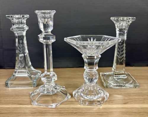 Vintage Crystal Candle Holders - 4"x7": Vintage Crystal Candle Holders - 4"x7"