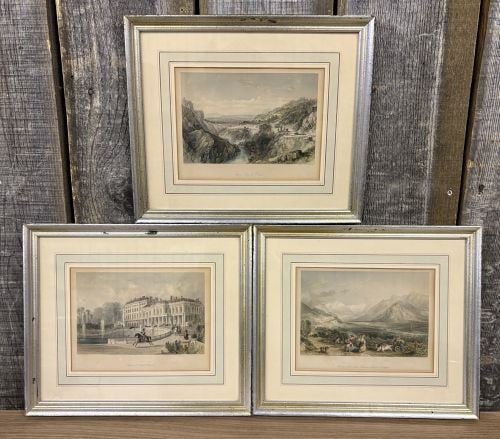 Antique Colored Lithographs from the "Album of Virginia," Published Between 1857-1858 Titled,: Antique Colored Lithographs from the "Album of Virginia," Published Between 1857-1858 Titled, "Valley of the Isere, between Voiron & Voreppe,", "Palace of Saint Cloud" and "Thurs. Puy de Domes" - 11"