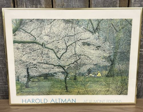 Lithograph Print Titled "Picnic, Central Park" by the American artist Harold Altman - 20"x27": Lithograph Print Titled "Picnic, Central Park" by the American artist Harold Altman - 20"x27"
