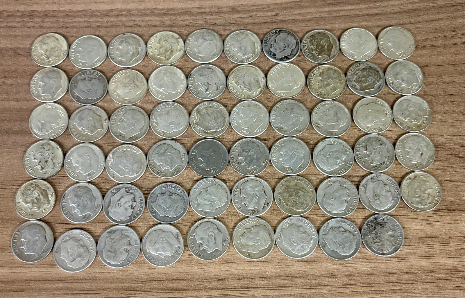 Fifty Nine (59) Silver Roosevelt Dimes - (App. 1") (1 of 4)