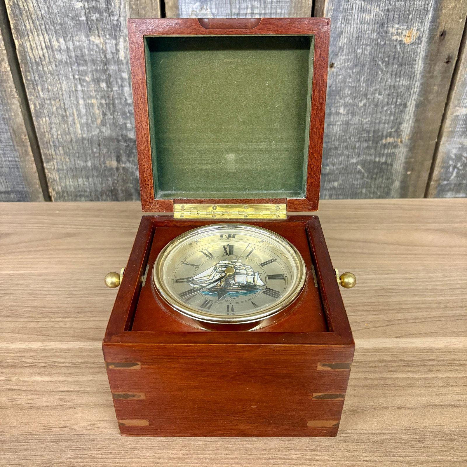 Sunbeam Quartz Nautical Desk Clock, often identified as part of the "Chairman Series" - 7"x6"x5" (1 of 5)