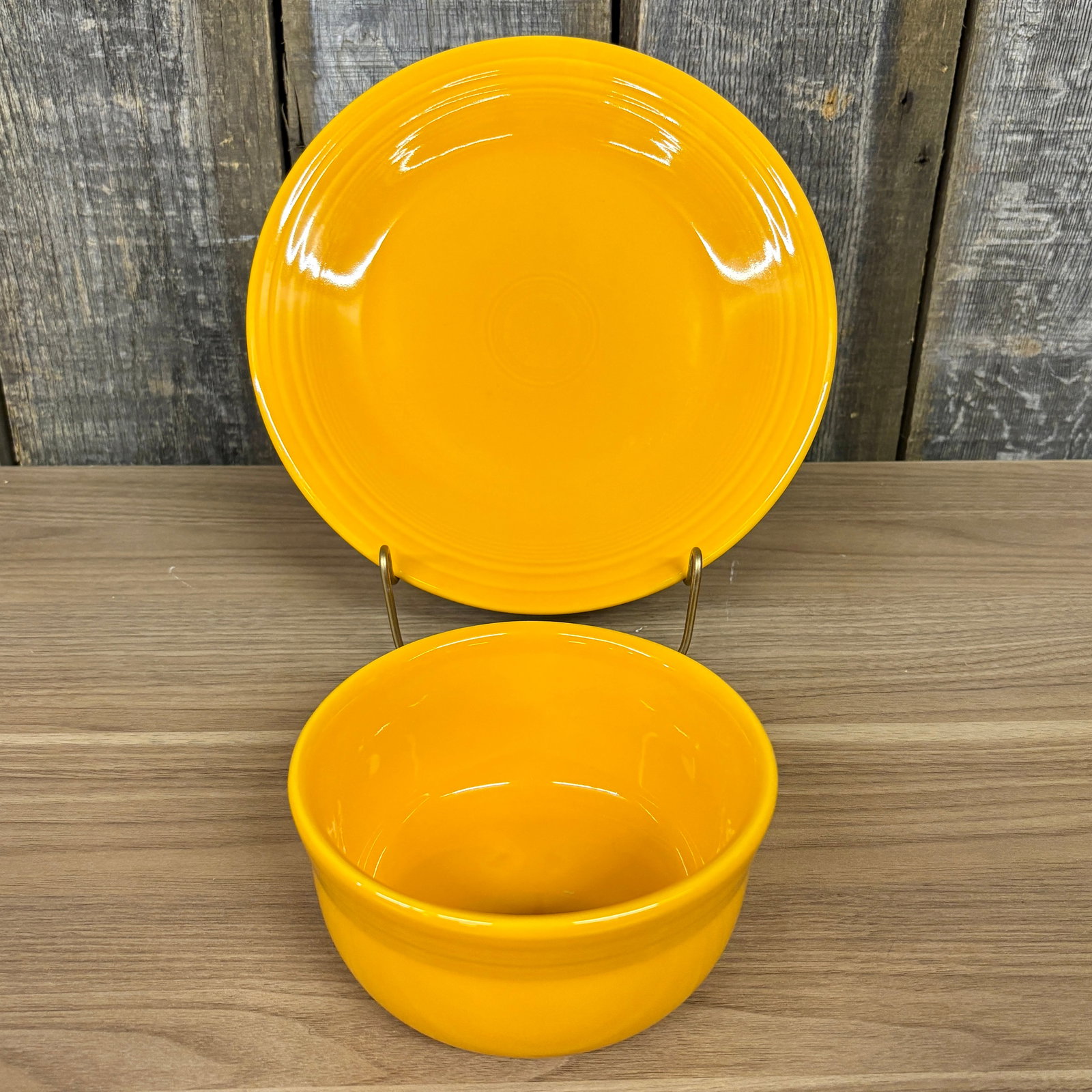 Two Pieces of Fiesta Dinnerware in the Vibrant, Bright Yellow Glaze Known as Sunflower - 10" (1 of 4)
