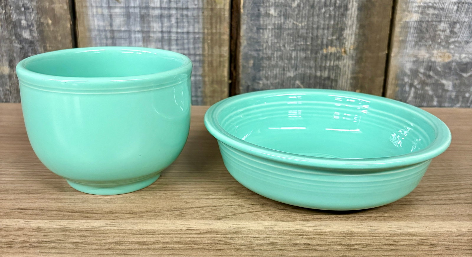 Two Pieces of Fiesta Dinnerware in the retired glaze color known as Sea Mist Green - 6" (1 of 4)