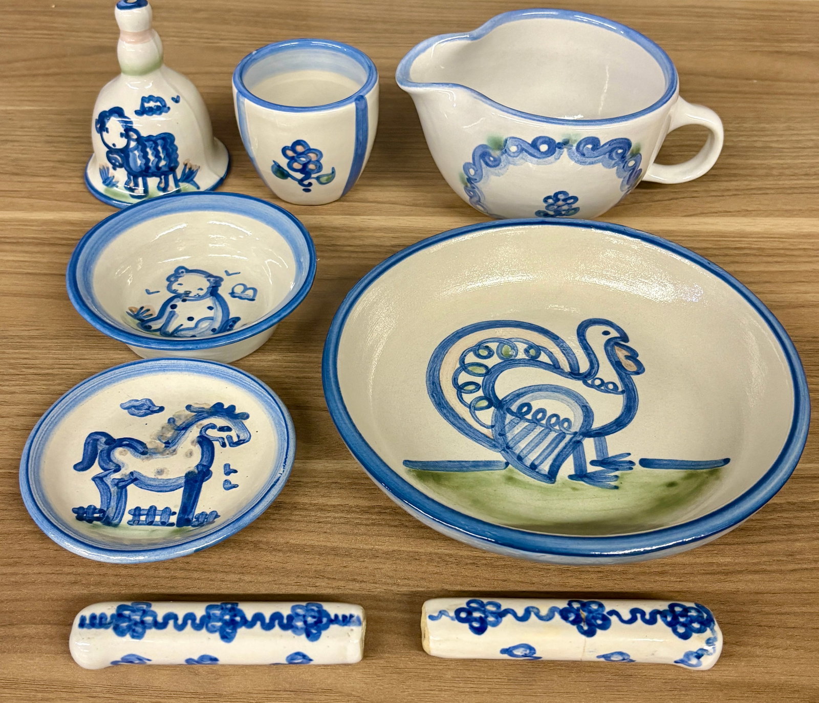 Collection of M.A. Hadley Pottery Items in the Iconic "Country Scene Blue" pattern - 6" (1 of 7)