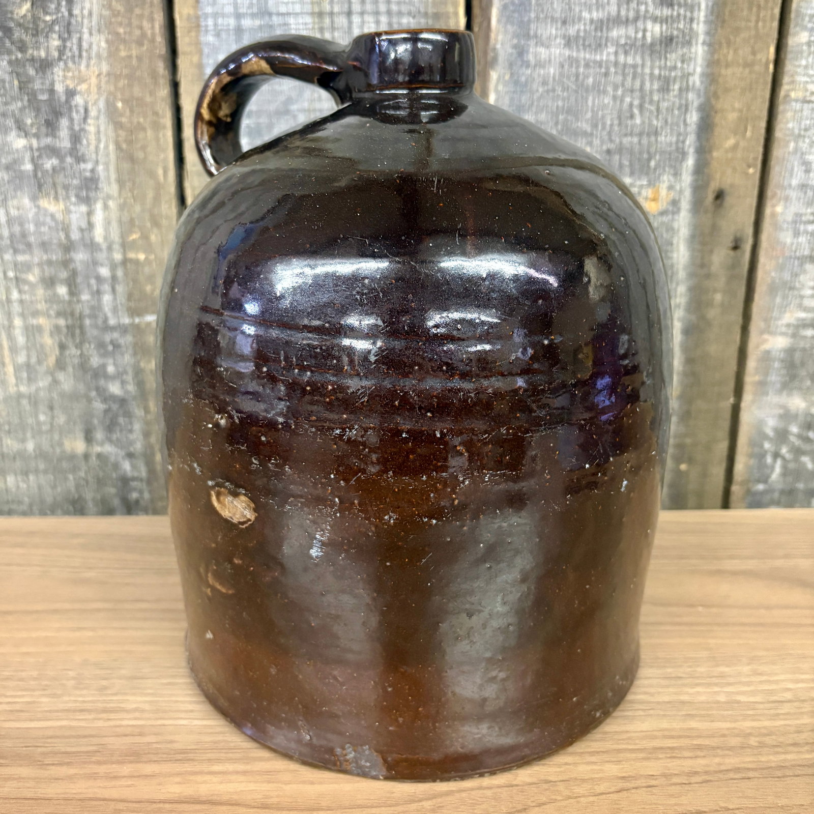 Antique Brown Stoneware Jug, from the late 19th to early 20th centuries - 9"x11" (1 of 4)