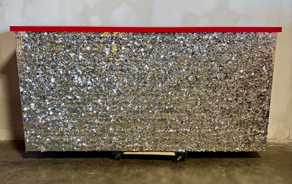 Large Bar With Shiny Silver And Red Design 19"X96"X48" (1 of 8)