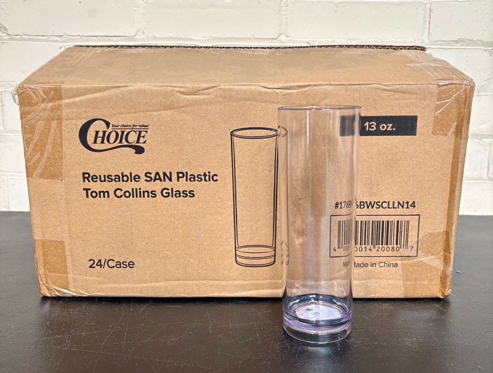 24 Choice Reusable SAN Plastic Tom Collins Glass #176BWSCLLN14 10"X15"X8": 24 Choice Reusable SAN Plastic Tom Collins Glass #176BWSCLLN14 10"X15"X8"