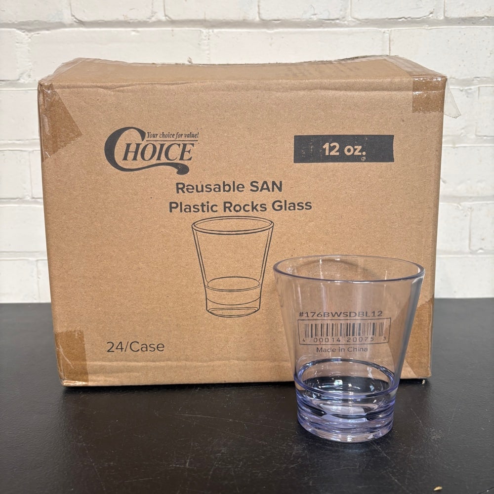 24 Choice Reusable SAN Plastic Rocks Glass #176BWSDBL12 8"X11"X9": 24 Choice Reusable SAN Plastic Rocks Glass #176BWSDBL12 8"X11"X9"