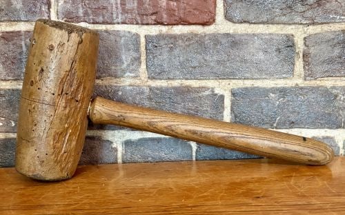 Antique Primitive Hardwood Mallet 7"X16"X3.5" (1 of 4)