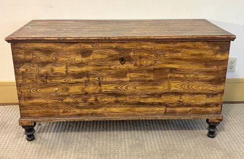 American Painted Pine Blanket Chest with Faux-Grain Decoration, Mid-19th Century 22"X48"X28" (1 of 7)