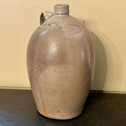 Anton Melcher Louisville Kentucky Ovoid Salt Glazed Stoneware Jug (Handle Appears Repaired) 7"X11.5" (1 of 8)