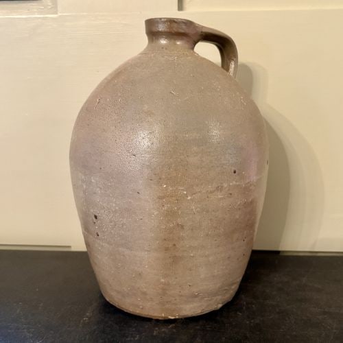 Early 19th-Century American Salt-Glazed Ovoid Stoneware Jug 7"X11" (1 of 6)