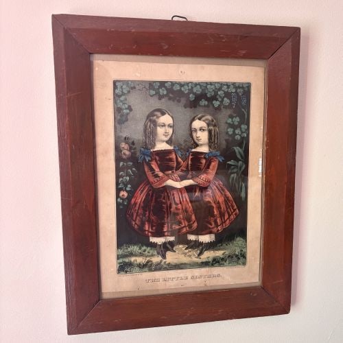 Currier and Ives, The Little Sisters, Hand-Colored Lithograph 14"X19" (1 of 6)