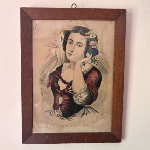 Currier & Ives Hand-Colored Lithograph, "Summer" 12"X17" (1 of 7)
