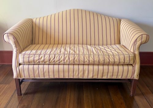 Federal Style Camelback Settee with Striped Upholstery 37"X60"X36" (1 of 5)