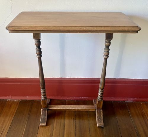 Colonial Revival Hardwood Trestle Side Table 14"X28"X32" (1 of 4)