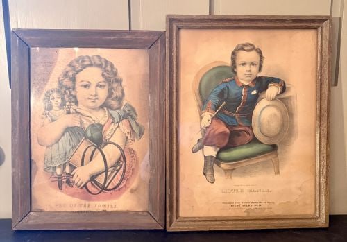 A Pair of Currier and Ives Hand-Colored Lithographs, Little Manly and Pet of the Family, 1874 (1 of 7)