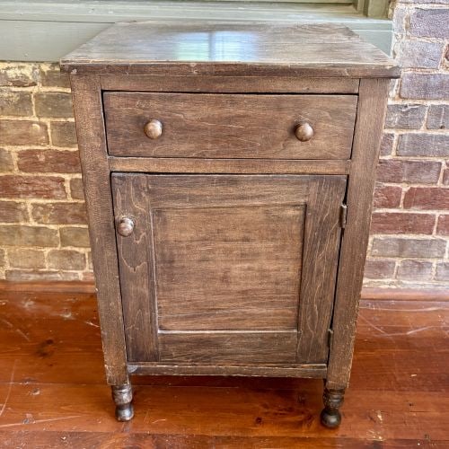 Late 19th Century American Country Style Bedside Cupboard with Drawer 18.5"X19"X29" (1 of 6)