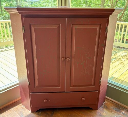 Contemporary Country Style Crackle-Finished Corner Media Cabinet 34"X34"X48" (1 of 9)