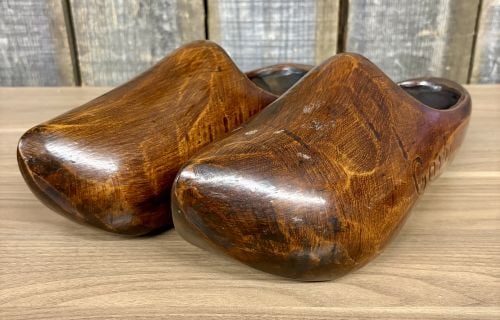 A Pair of Vintage Hand-Carved and Stained Wooden Clogs (1 of 6)