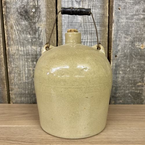 Antique American Stoneware Shoulder Jug with Wire Bail Handle and Cork Stopper (1 of 6)