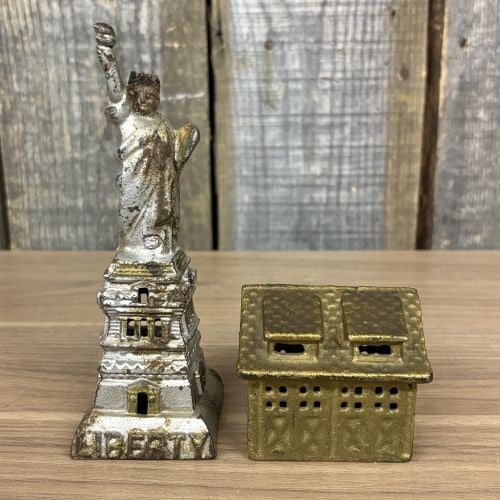 Two Early 20th-Century Statue of Liberty and Architectural House Still Banks (1 of 8)